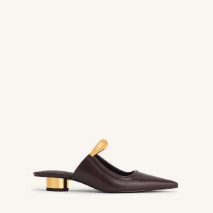 Helena  Pierced Mules- Claret Red