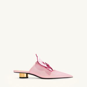 Helena Embroidery Decoration Pierced Mules - Pink