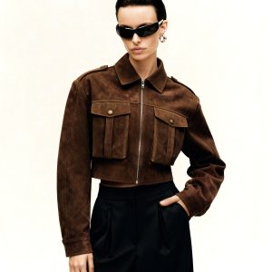 Adeline Faux Suede Jacket - Brown