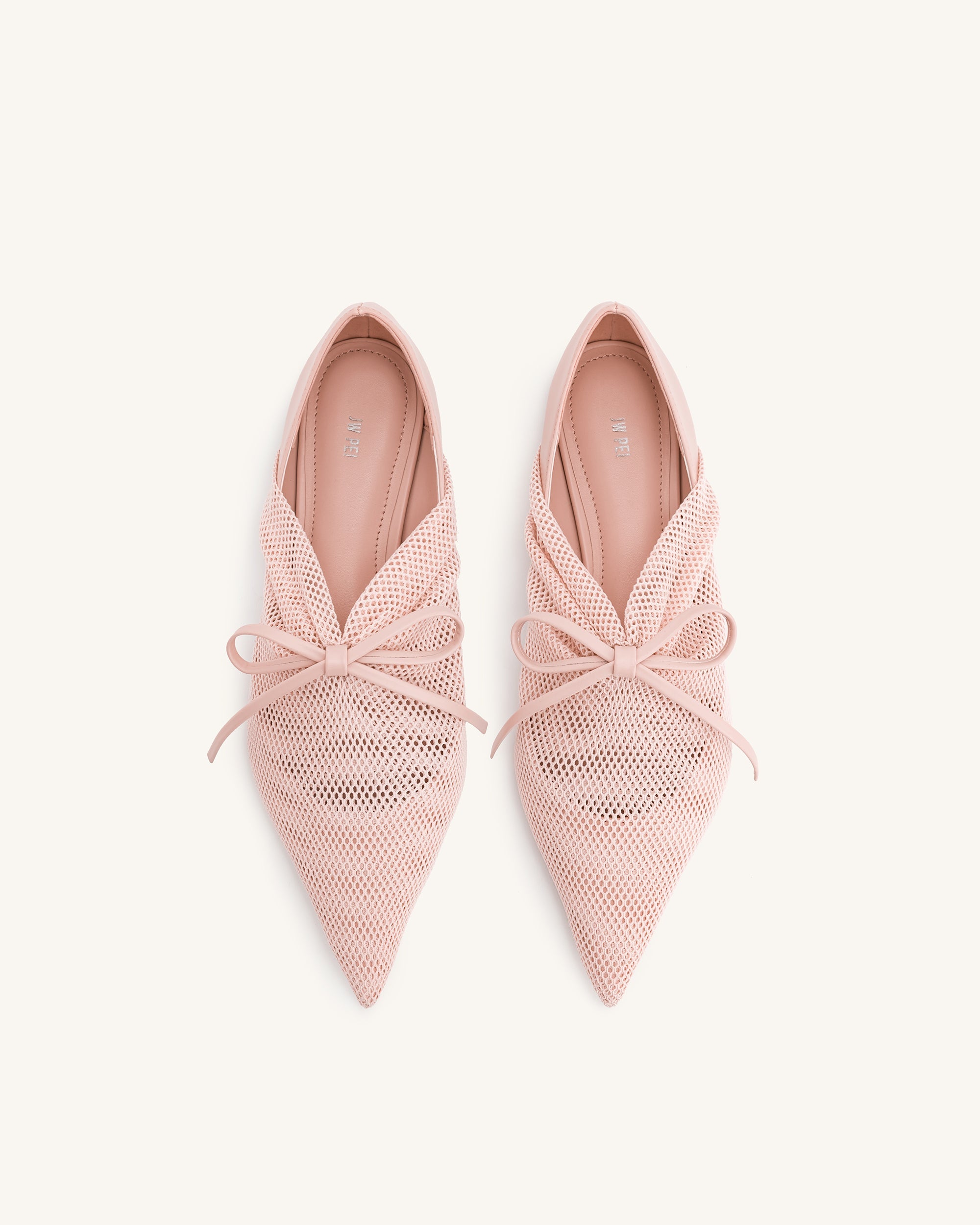 Reilly Fishnet Ballerina Flats - Pink Beige - Image 3