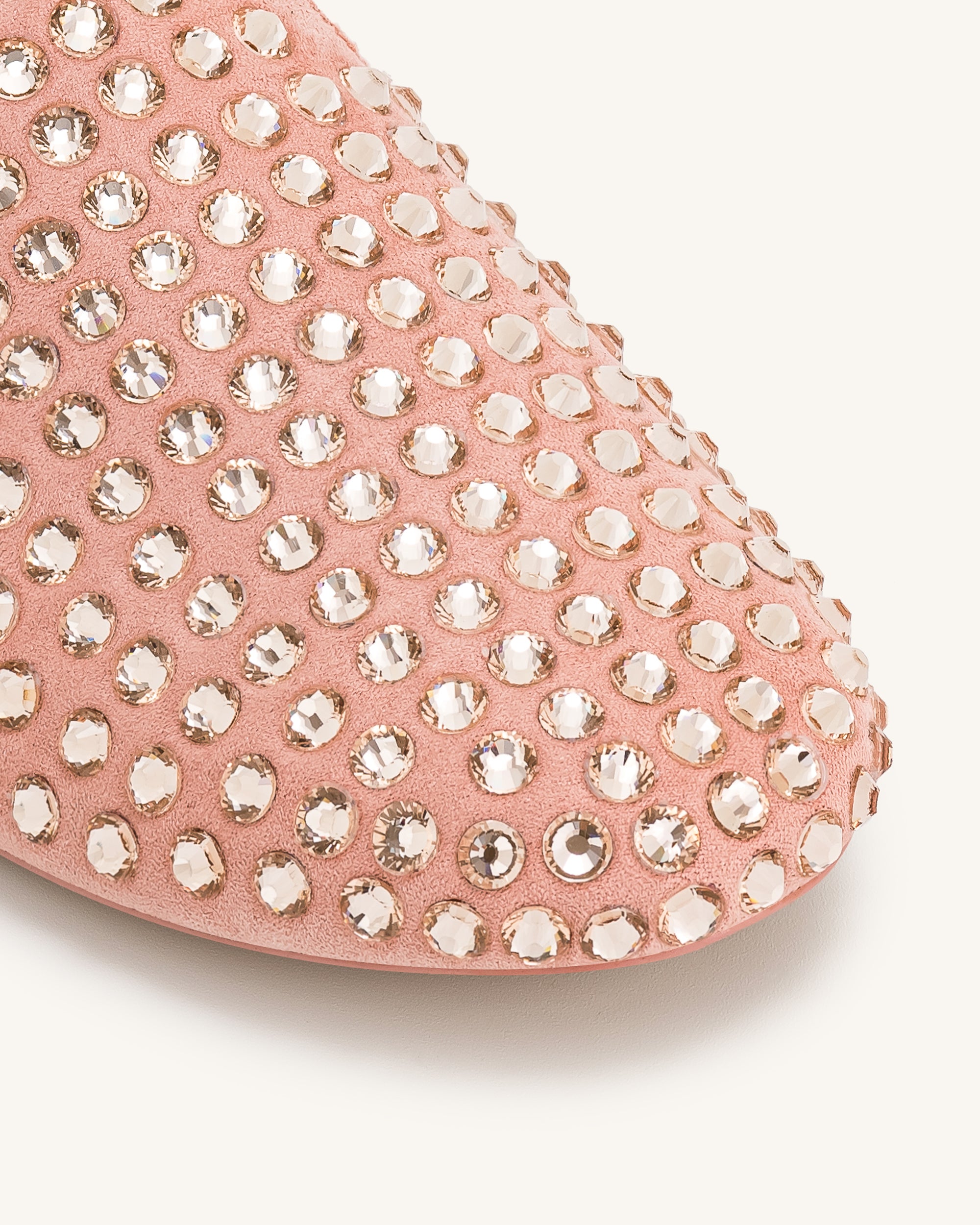 Athena Artificial Crystal Flat Mules - Pink Beige - Image 4