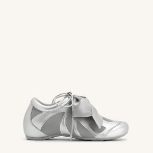 Rosie Metallic Bow Tie Low Top Sneakers - Silver