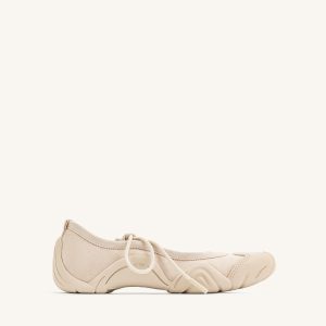 Caitlin Lace-up Ballerina Sneakers  - Beige