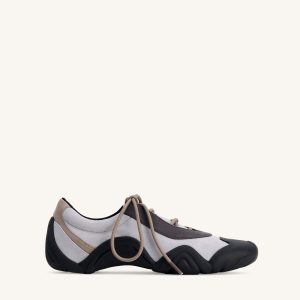 Caitlin Faux Suede Lace-up Ballerina Sneakers - Grey Mix