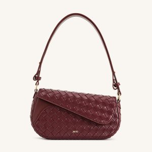 Addisyn Weave Texture Shoulder Bag - Burgundy