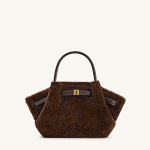 Hana Mini Faux Fur Tote Bag - Dark Brown