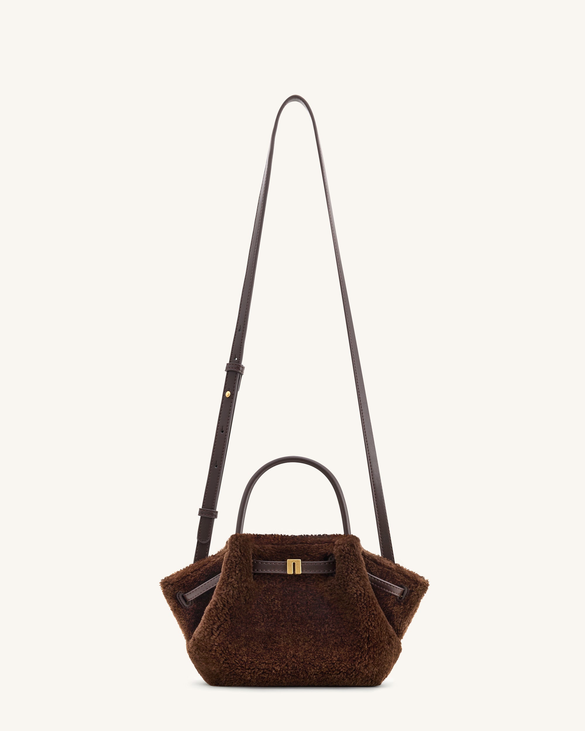 Hana Mini Faux Fur Tote Bag - Dark Brown - Image 2