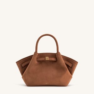 Hana Mini Faux Suede Tote Bag - Brown