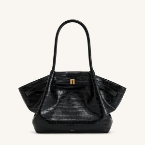 Hana Medium Tote Bag - Black Croc