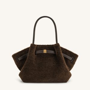 Hana Medium Faux Fur Tote Bag - Mocha Brown