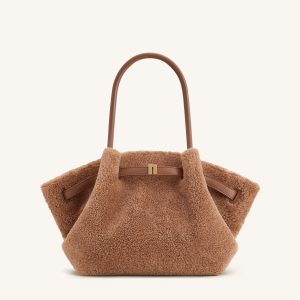 Hana Medium Faux Fur Tote Bag - Coffee Brown