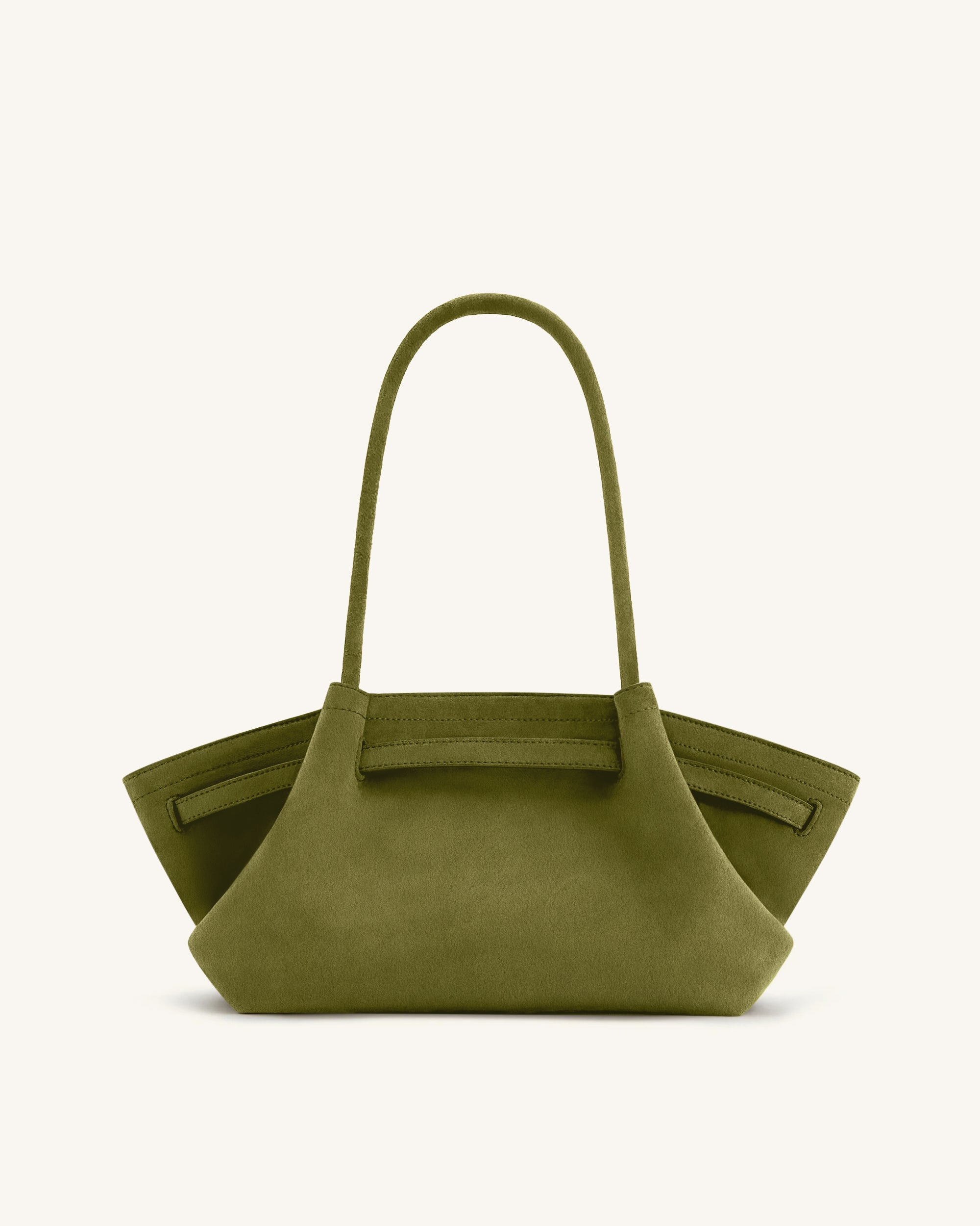 Hana Wide Faux Suede Tote Bag - Olive Green - Image 4