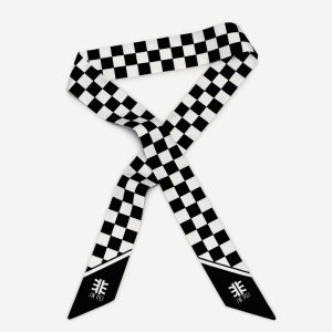 Gradient Checkerboard Faux Silk Twill Scarf - Black