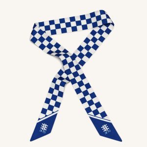 Gradient Checkerboard Faux Silk Twill Scarf - Classic Blue