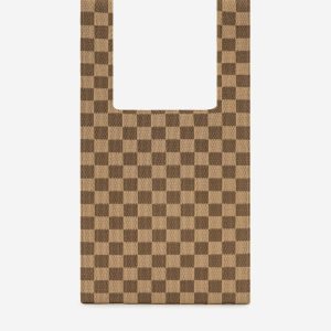 Shea Checkerboard Knitted Tote Bag - Brown
