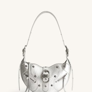 Tessa Metallic Pleating Shoulder Bag - Silver