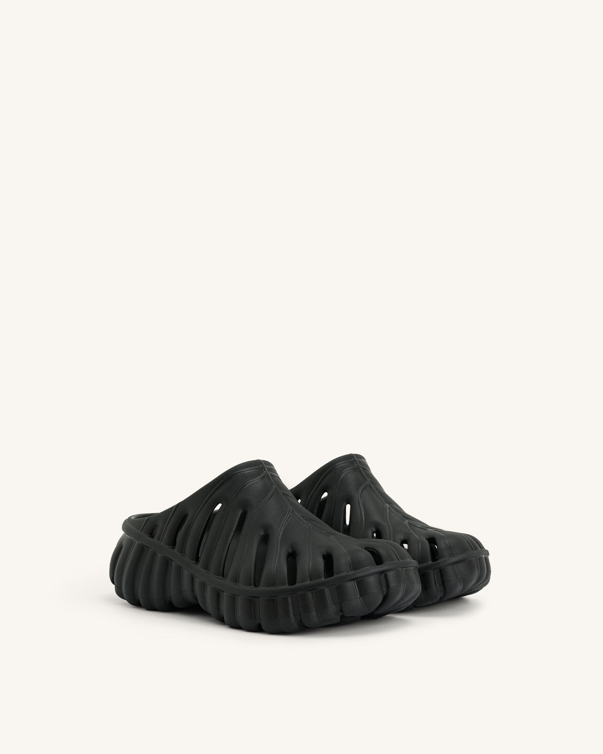 Tara Leaf Platform Clog - Black - Image 2