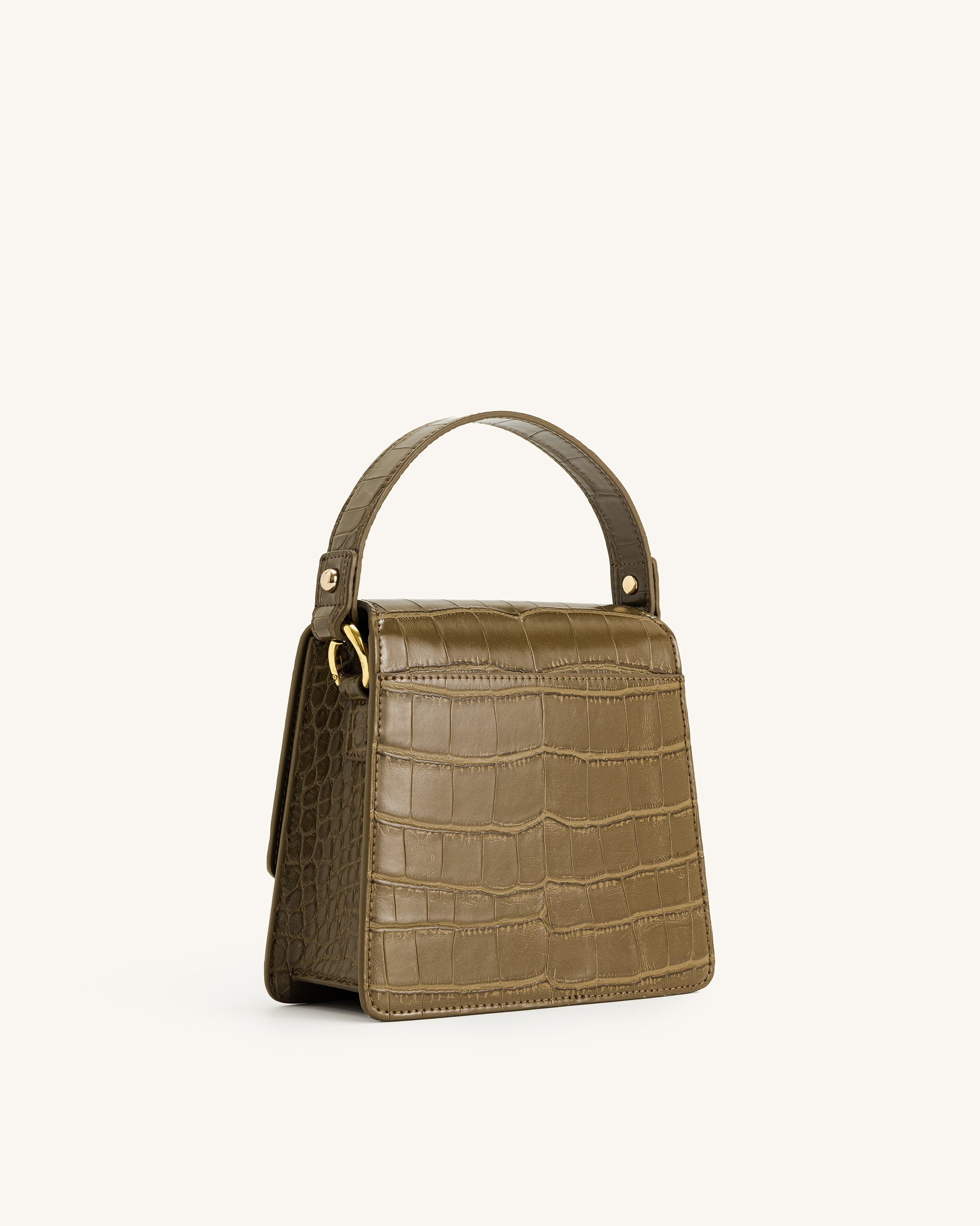 FAE Top Handle Crossbody - Dark Olive Croc - Image 3