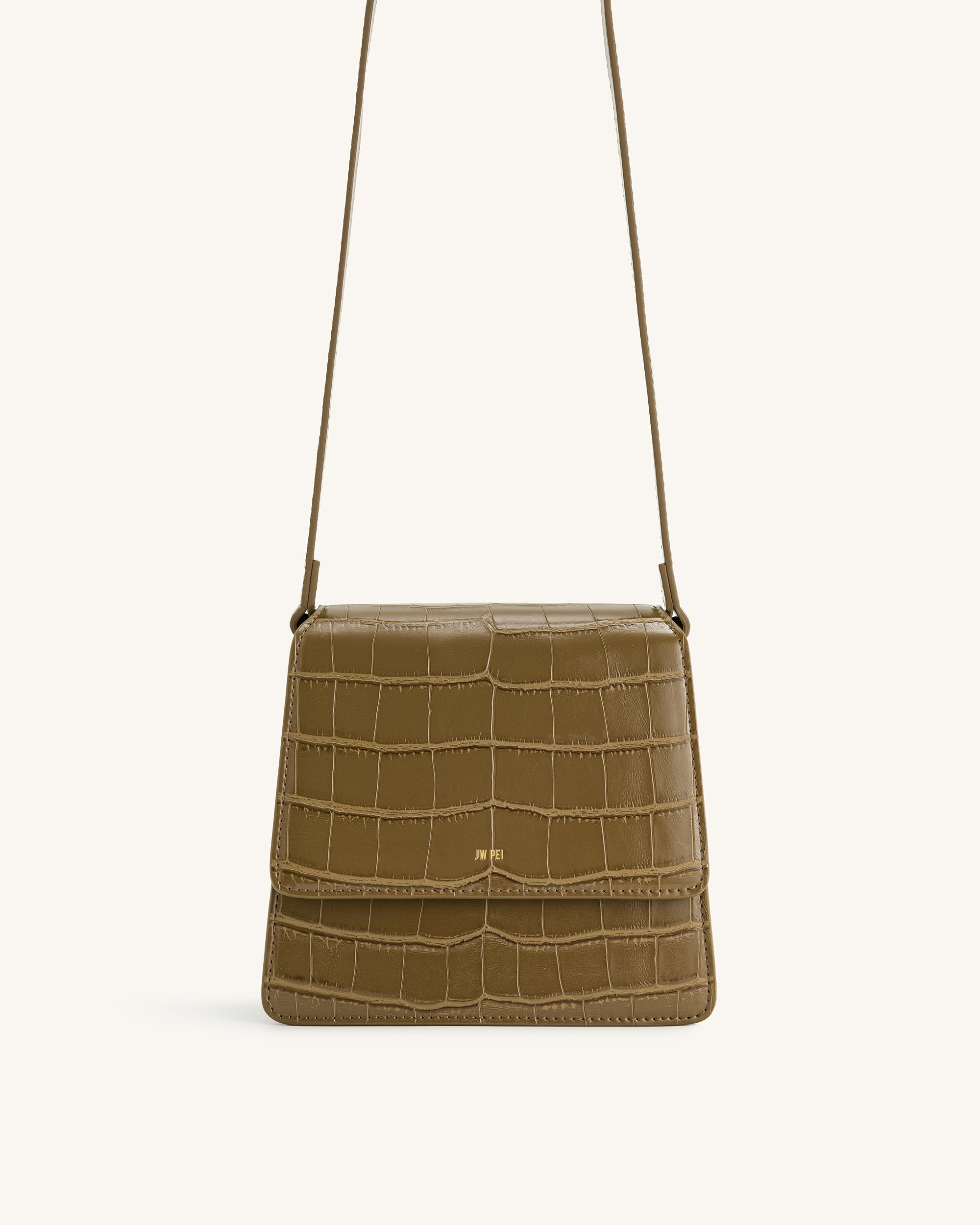 FAE Top Handle Crossbody - Dark Olive Croc - Image 2