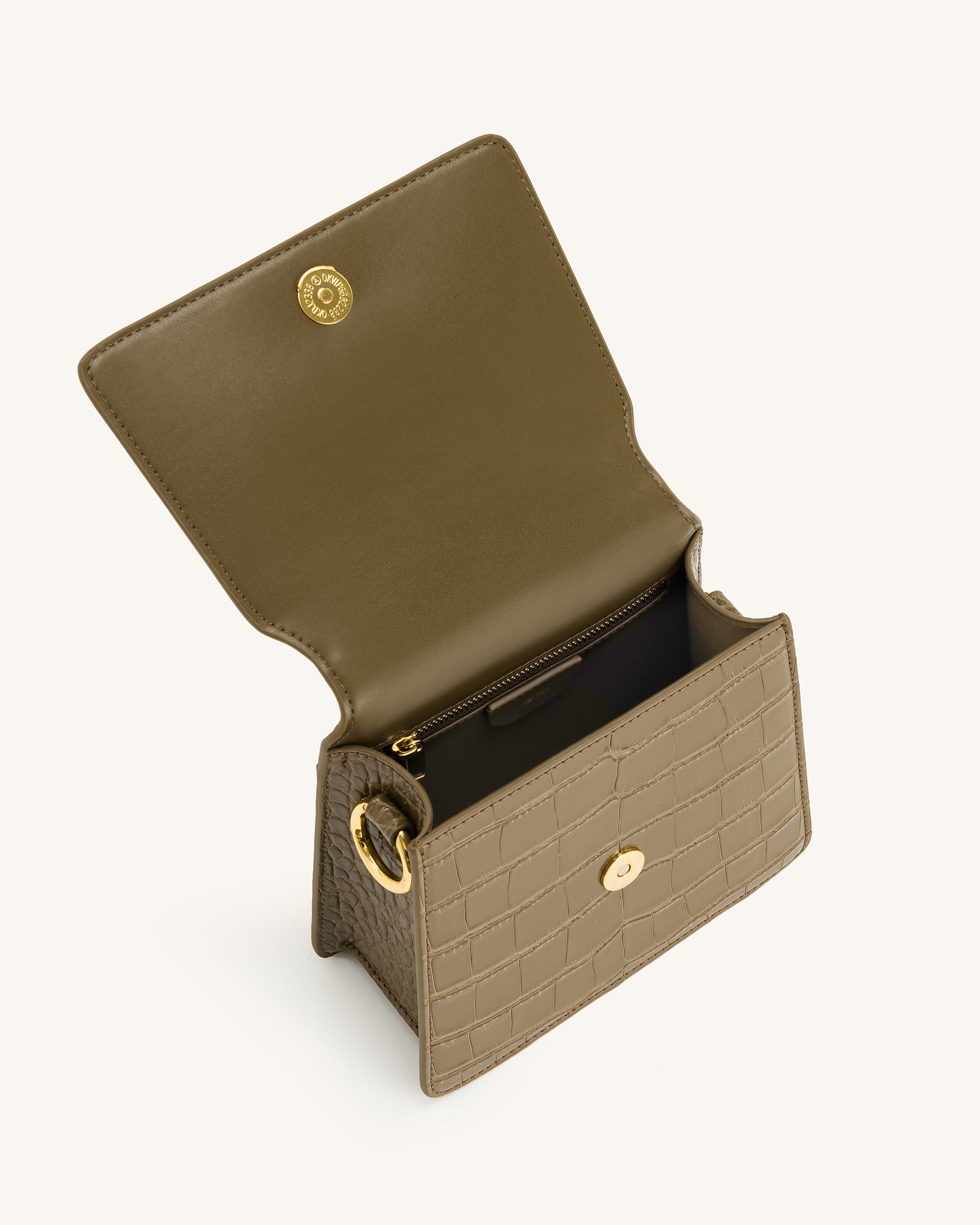 FAE Top Handle Crossbody - Dark Olive Croc - Image 4