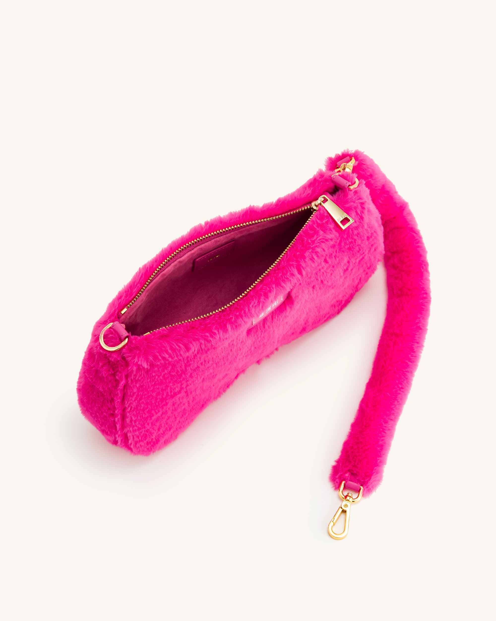 Eva Faux Fur Fabric Shoulder Bag - Hot Pink - Image 4