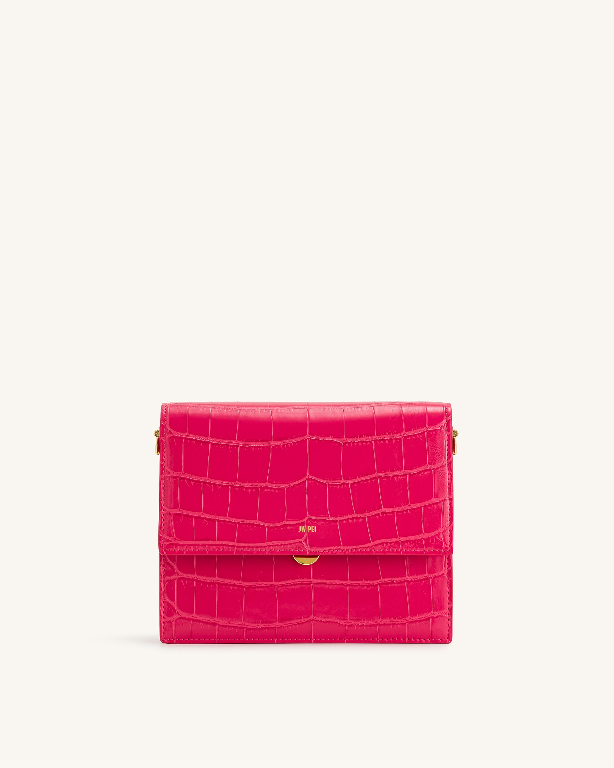 Mini Flap Crossbody - Magenta Croc - Image 2