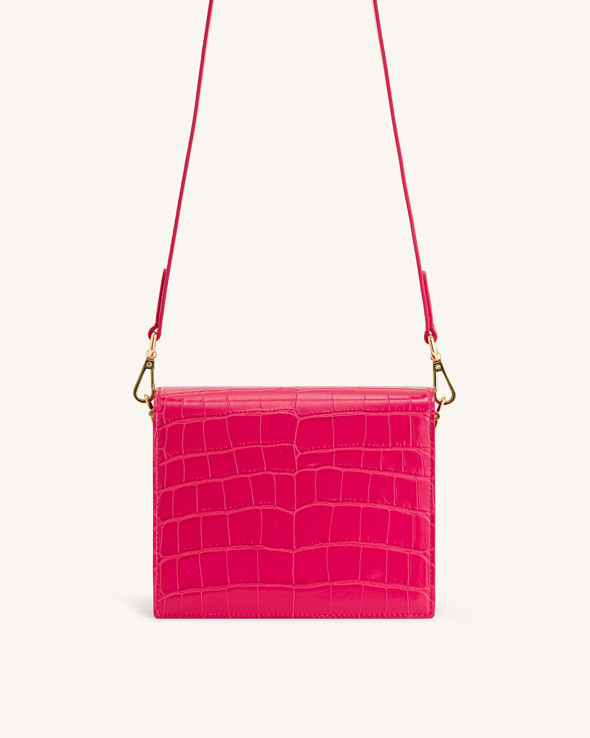 Mini Flap Crossbody - Magenta Croc - Image 3