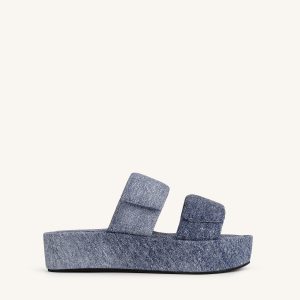 Lexi Denim Embossed Sandal - Blue