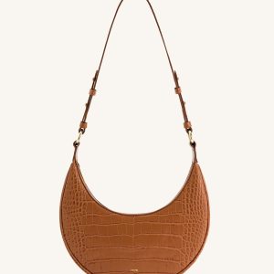 Carly Saddle Bag - Acorn Brown Croc