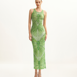 Dragonfly Axis Tank Mesh Dress - Green