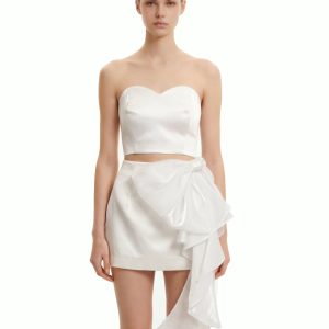 Cascading Bow Mini Skirt - White
