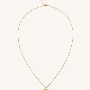 Plantain Fan Pendant Necklace - 18ct Gold Plated & White Zircon