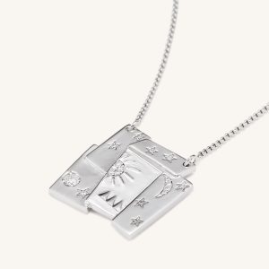 Cosmos Combination Necklace - 18ct White Gold Plated & White Zircon