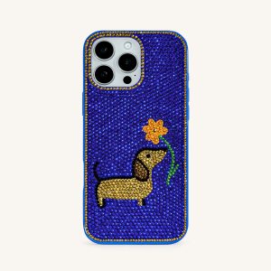 Dachshund with Flower Phone Case - Multicolor Blue