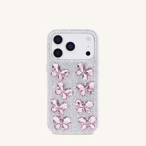 Butterfly Crystal Phone Case - White