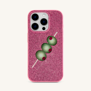 Olive Skewer Rhinestone Phone Case – Pink