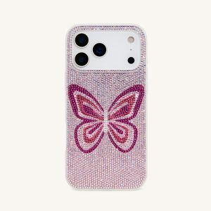 Butterfly Rhinestone Phone Case - Pink