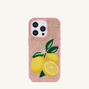 Lemon Artificial Crystal Phone Case - Pink