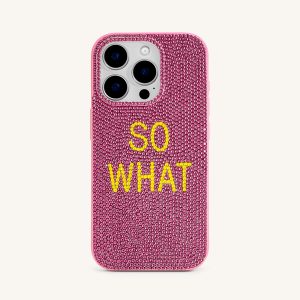 So What Rhinestone Phone Case - Pink