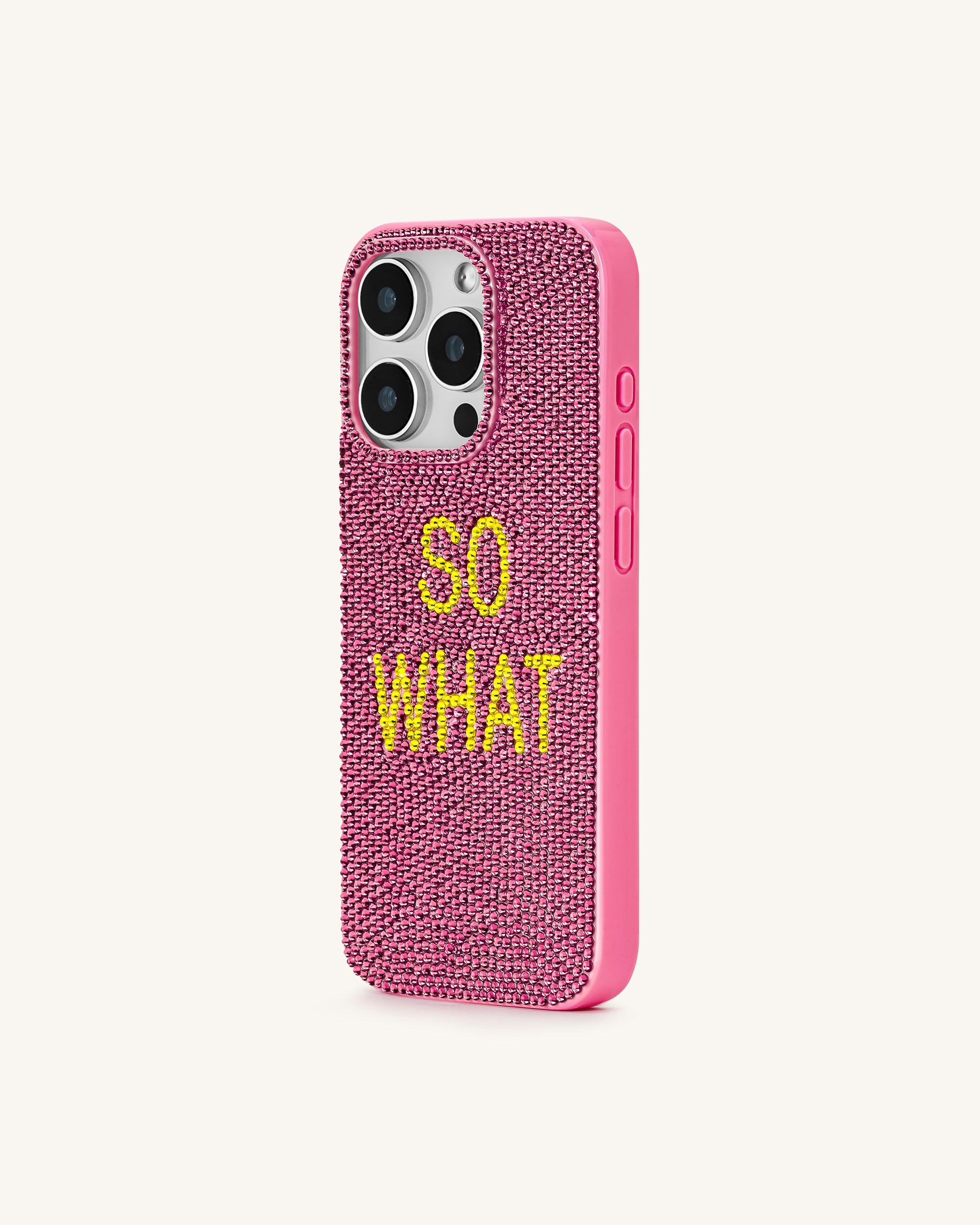 So What Rhinestone Phone Case - Pink - Image 2