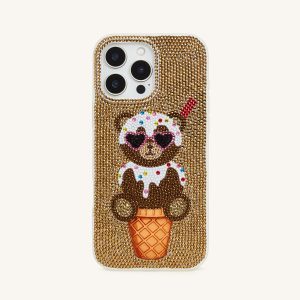 Bear Ice Cream Cone Phone Case - Gold