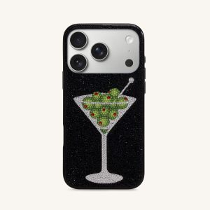 Olive Martini Artificial Crystal Phone Case - Black