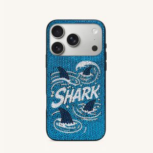 Shark Blue Artificial Crystal Phone Case - Blue