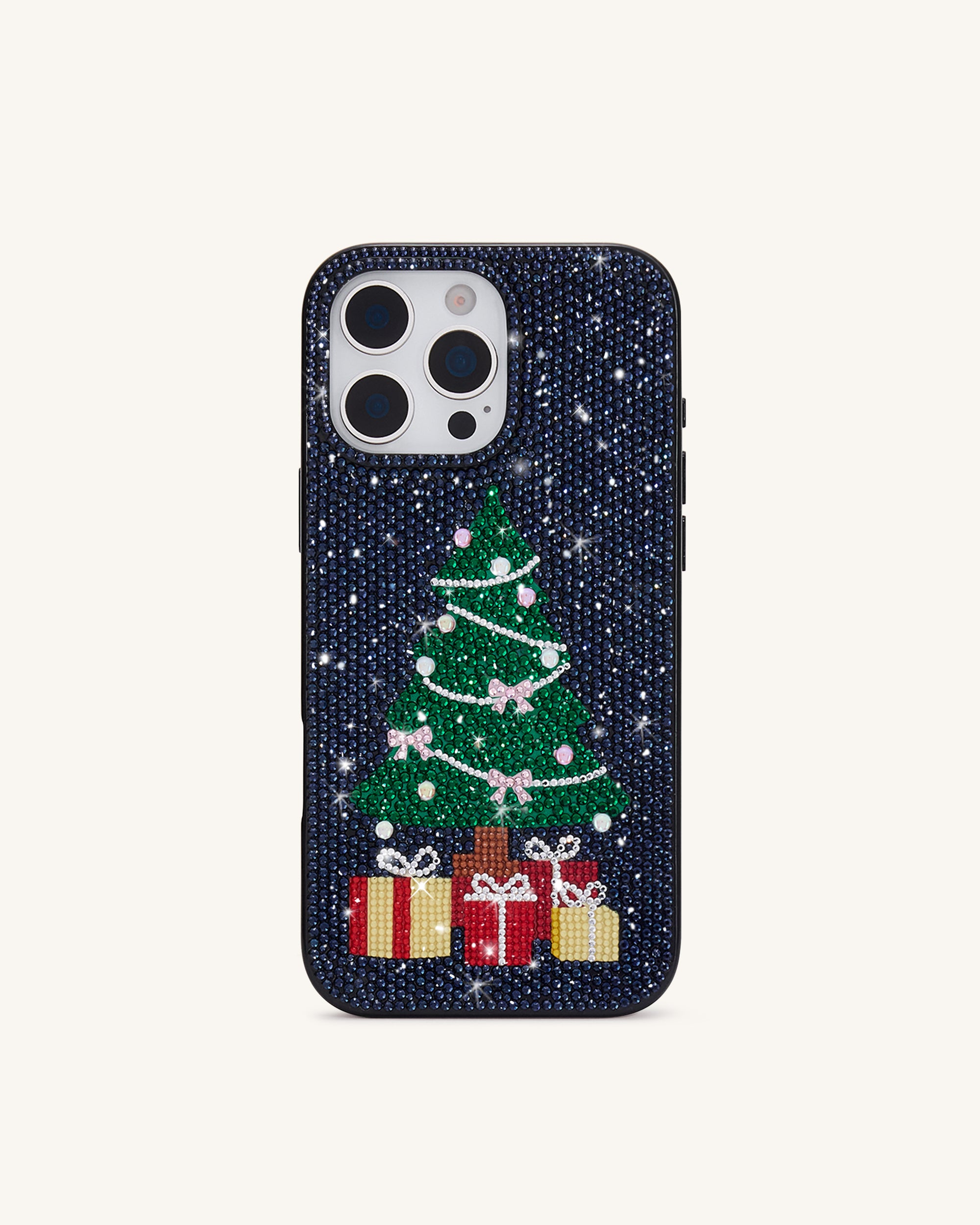 Christmas Tree Bling Phone Case - Black - Image 3