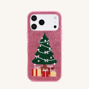 Christmas Tree Bling Phone Case - Pink