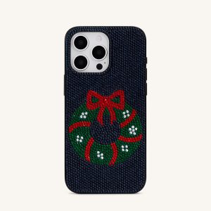 Holiday Wreath Bling Phone Case - Black