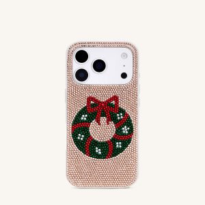 Holiday Wreath Bling Phone Case - Gold