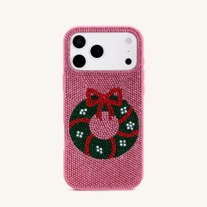 Holiday Wreath Bling Phone Case - Pink