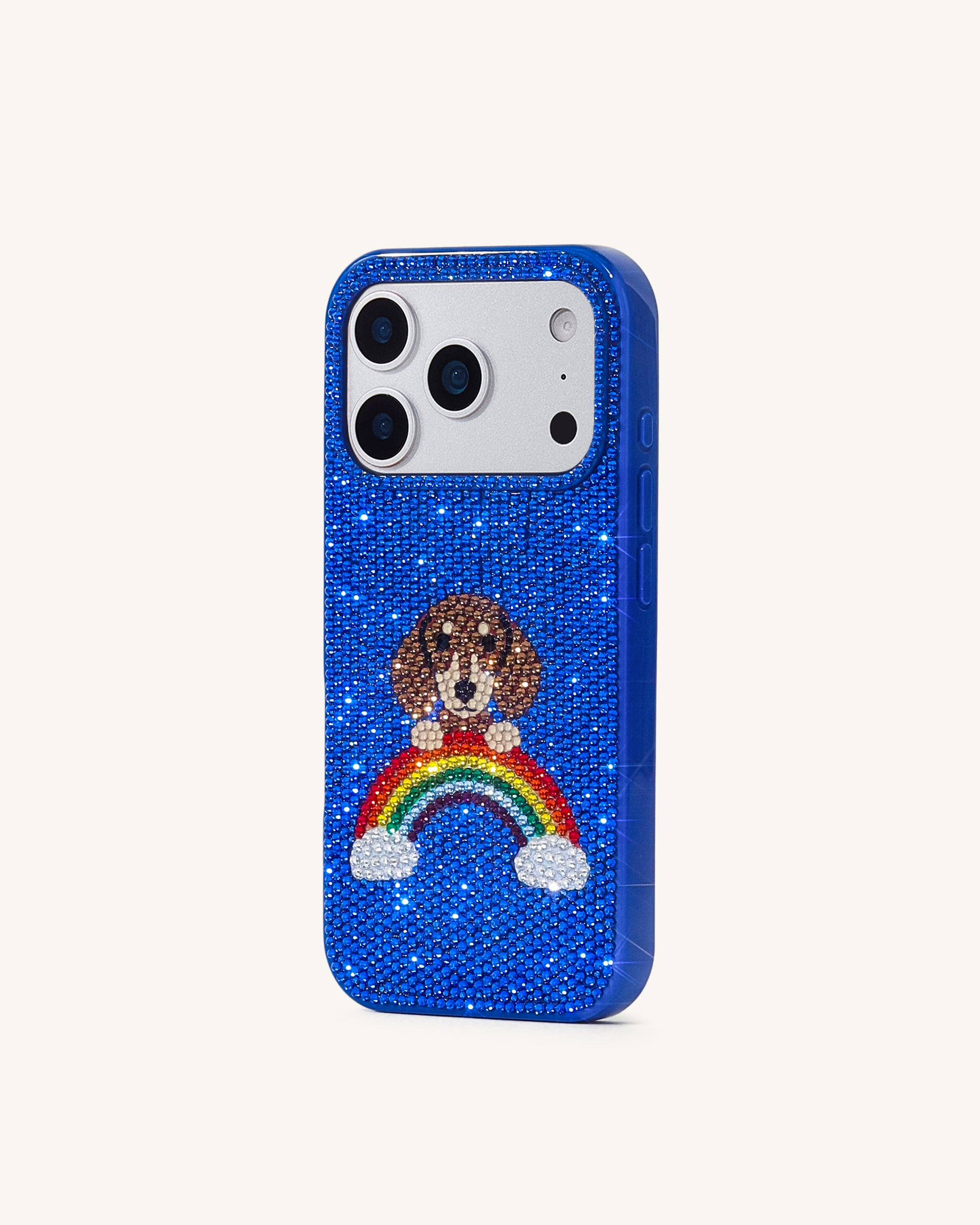 Rainbow Dog Artificial Crystal Phone Case - Blue - Image 2