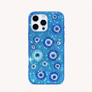 Evil Eye Artificial Crystal Embellished Phone Case - Blue
